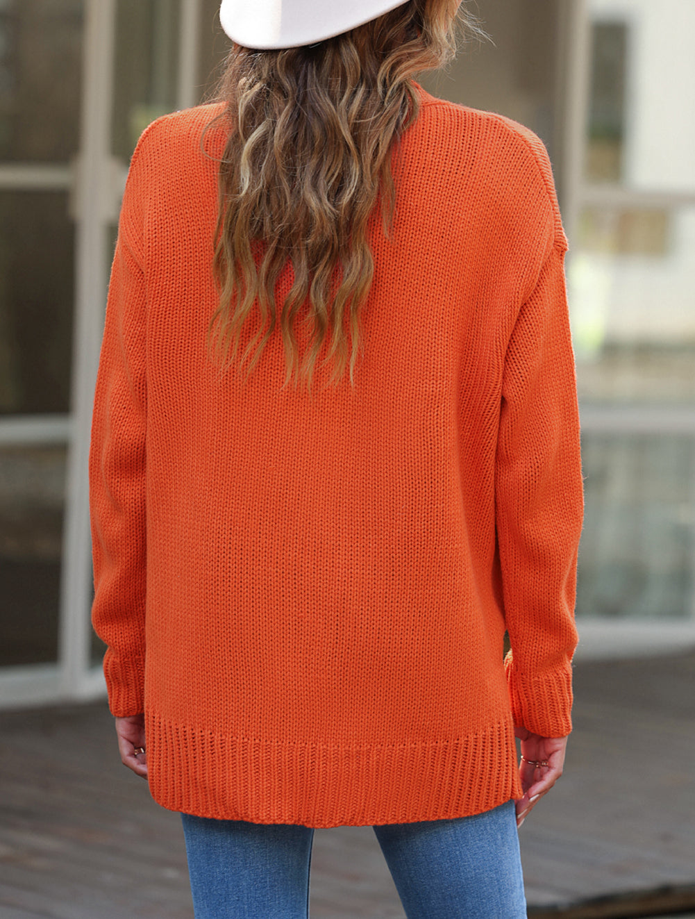 Plain Dual Pockets Open Front Cardigan