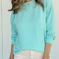 Solid Color Corded Knit Round Neck Top