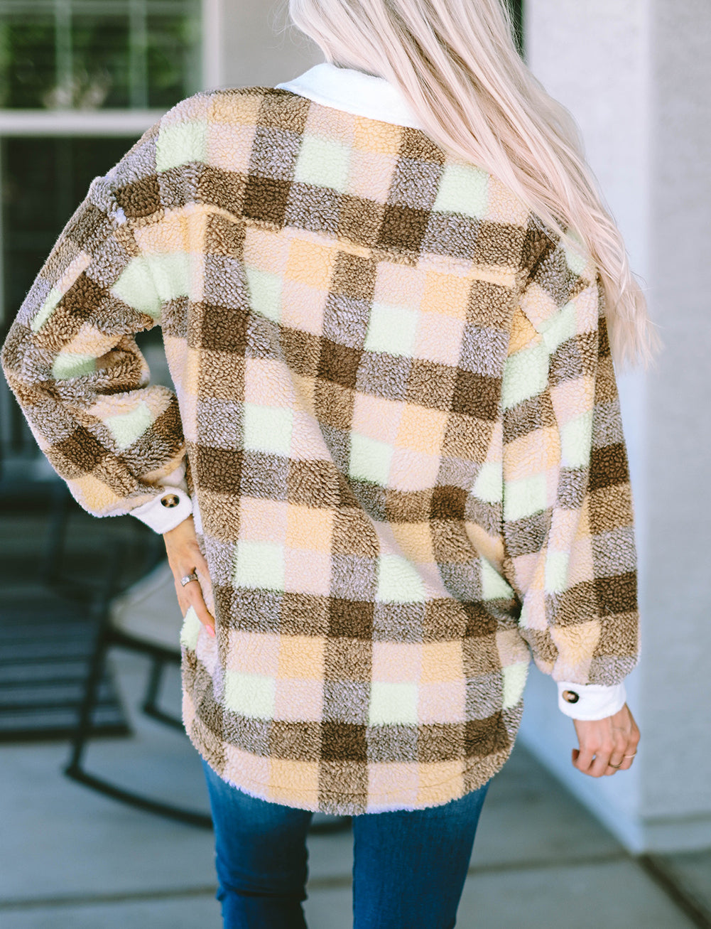 Plaid Sherpa Flap Pocket Shacket
