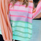Gradient Striped Ribbed Edge Loose Sweater