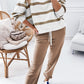 Stripe Drop Shoulder Pullover and Jogger Pants Set