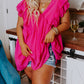 Plus Size Ruffle V Neck Tie Back Tunic Top
