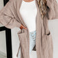 Ribbed Trim Eyelet Cable Knit Cardigan