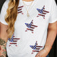 Sequin American Flag Star Pattern Plus Size Tee