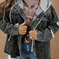 Drawstring Hooded Frayed Denim Jacket