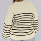 Plus Size Striped Drop Shoulder Puff Sleeve Sweater
