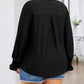 Split Neck Flounce Sleeve Plus Size Blouse