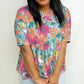 Plus Size Floral Print Short Sleeve Flowy Top
