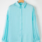 Solid Puff Sleeve Loose Fit Buttoned Shirt