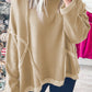 Exposed Seam Drop Shoulder Raw Hem Oversized Sweatshirt