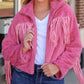 Fringed Full Zipper Fleece Jacket