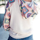 Geometric Patchwork Raglan Sleeve Henley Hoodie