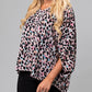 Multicolor Leopard Print V Neck Oversized Blouse