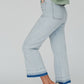 Acid Wash Contrast Edge Pocketed Cropped Jeans