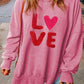 LOVE Letter Embroidered Graphic Split Curvy Sweatshirt