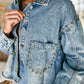 Studded Acid Wash Denim Jacket