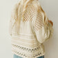 Solid Color Pointelle Knit Puff Sleeve Sweater