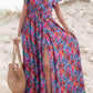 Floral Print V Neck Wrap Split Maxi Dress