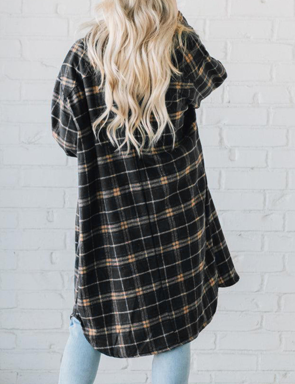 Plaid Button Front Pocketed Long Shacket