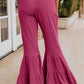 Textured High Waist Ruffled Bell Bottom Pants