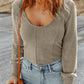 U Neck Textured Long Sleeve Top
