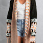 Aztec Print Open Front Knitted Cardigan