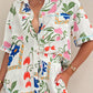Ricrac Trim Floral Short Sleeve Shirt and Shorts Outfit
