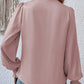 Solid Surplice Neck Shirred Cuffs Draped Blouse