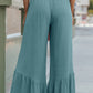 Blue High Waist Ruffled Wide-Leg Pants