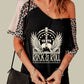Music Festival Leopard Patchwork V Neck Graphic T Shirt