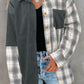 Plaid Color Block Button-up Oversize Corduroy Shirt