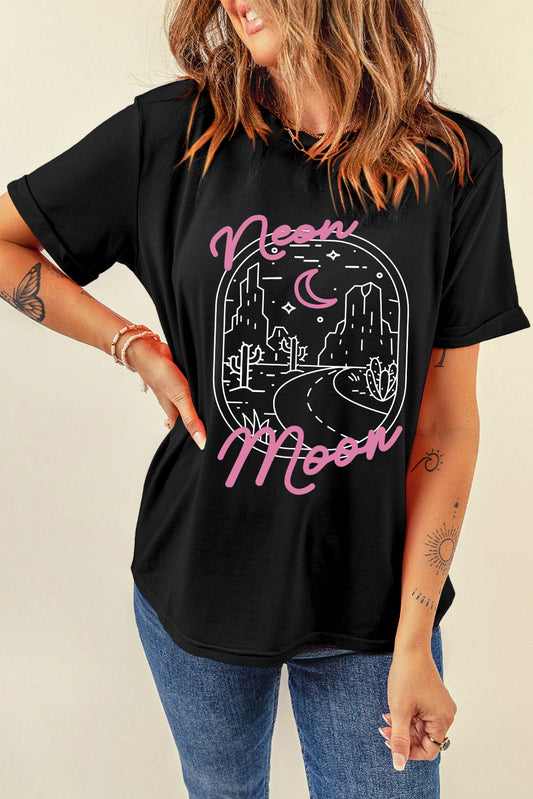 neon moon Letter Graphic Short Sleeve Top