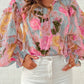 Floral Print Tiered Ruffled Long Sleeve Blouse