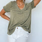 Grey Twist Short Sleeve Corded V Neck Top