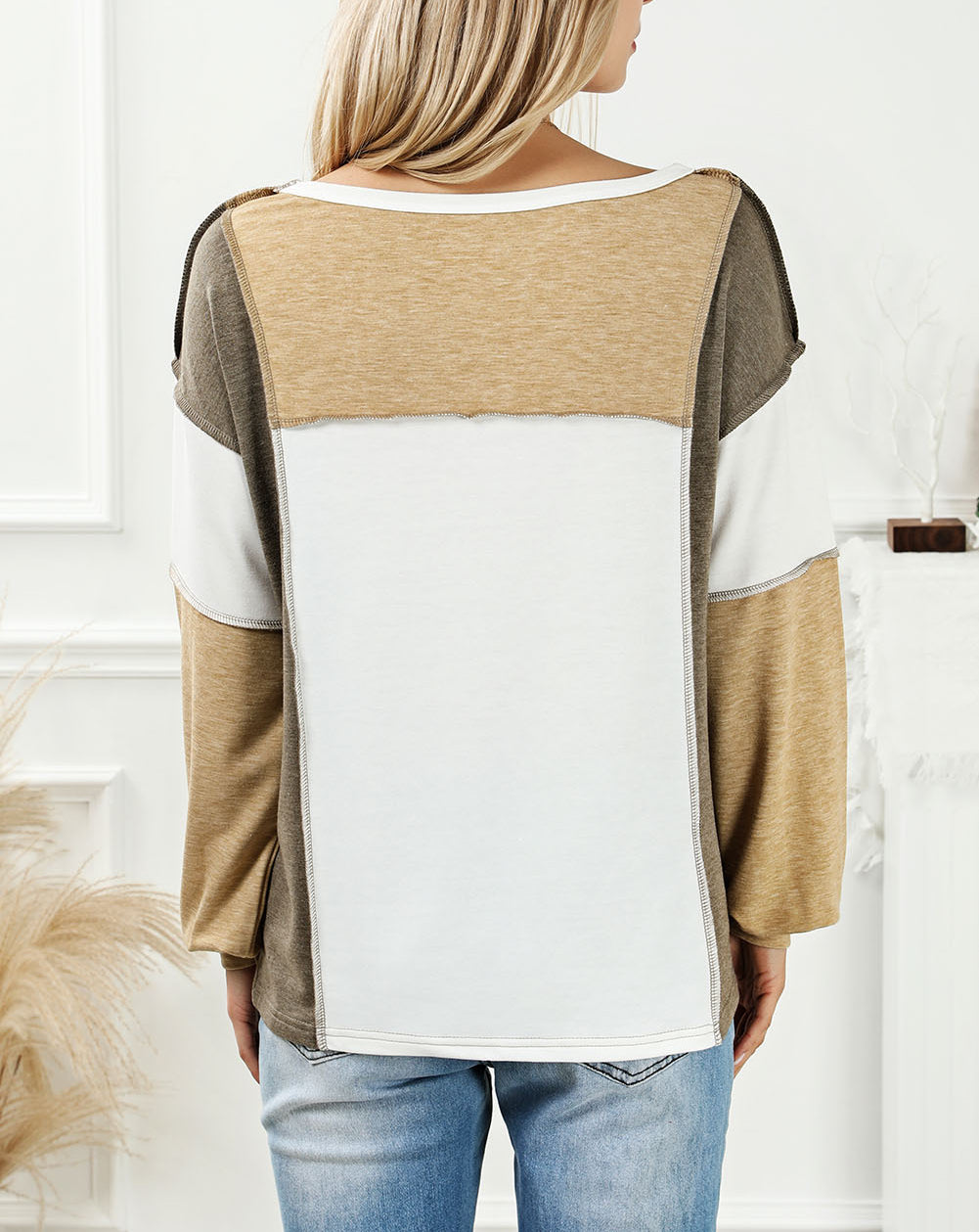 Exposed Seam Color Block Patchwork Top