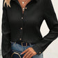 Solid Color Textured Buttoned Turn Down Collar Shirt