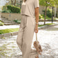 Raw Hem Loose Tee and Wide Leg Pants Set