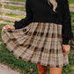 Plaid Patchwork High Waist Sweatshirt Mini Dress