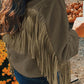 Fringed Full Zipper Fleece Jacket