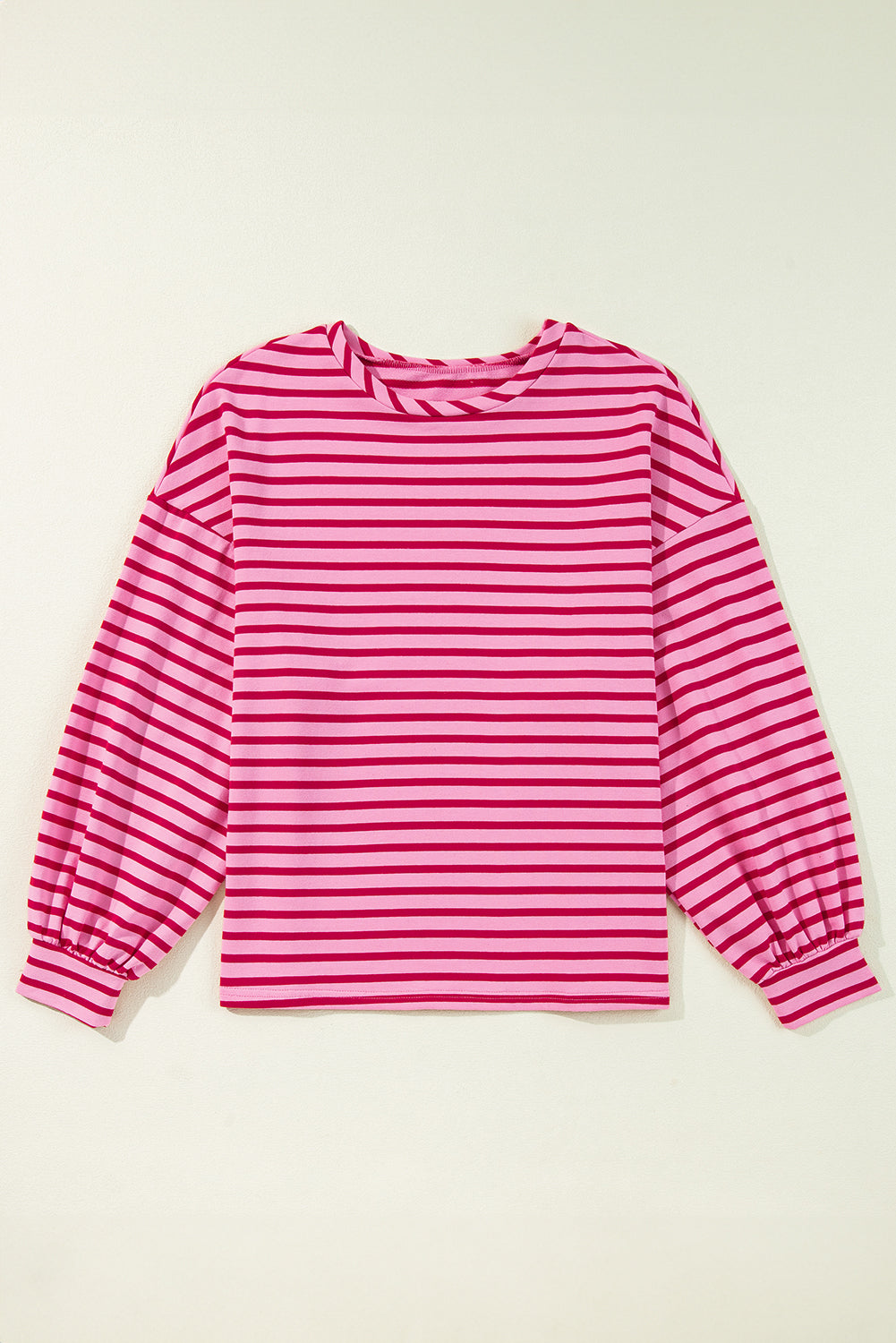 Striped Print Crew Neck Drop Shoulder Sweatshirt