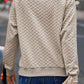 Solid Textured Raglan Sleeve Pullover Sweatshirt