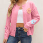 Cute Knitted Floral Pattern Button Up Cardigan