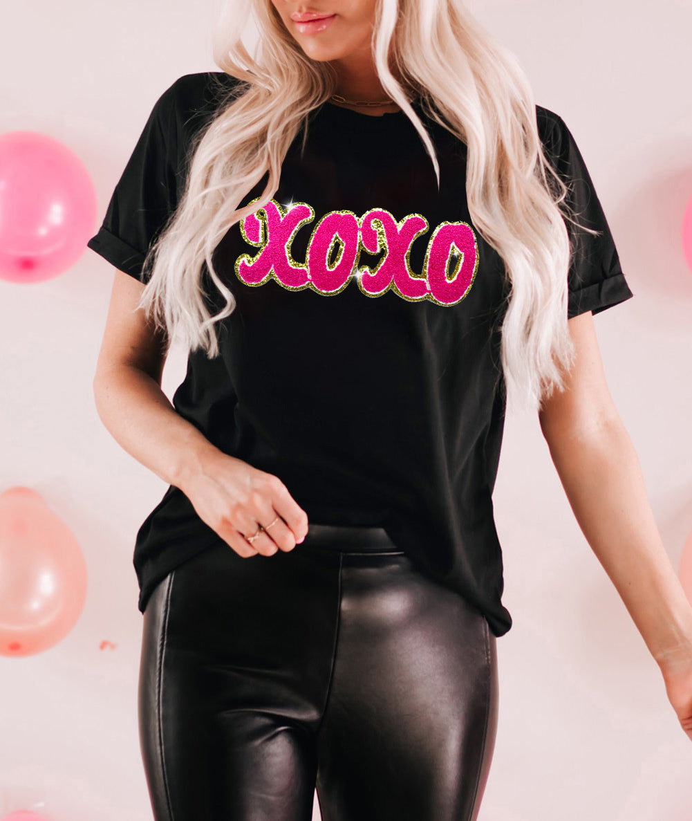xoxo Glitter Chenille Graphic Valentines T-shirt