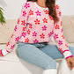 Flower Print Crew Neck Sweater