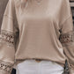 Lace Insert Lantern Sleeve Top