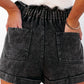 Vintage Washed Frilled High Waist Denim Shorts