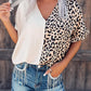 Contrast Leopard Color Block Blouse
