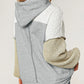 Gray Colorblock Patchwork Pullover Hoodie