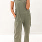 Button Straps Pocketed Cropped Jumpsuit