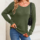 Textured Knit Round Neck Dolman Sleeve Sweater